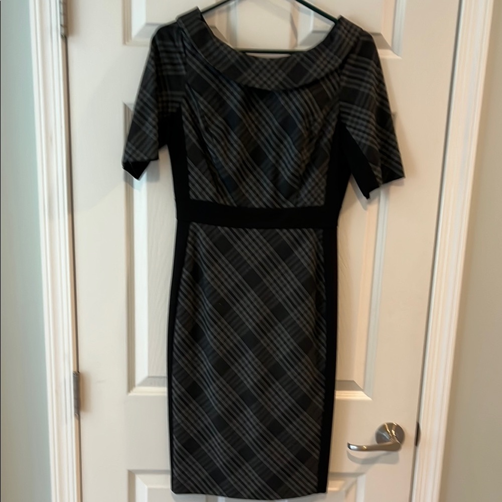 Elegant Black Plaid Dress